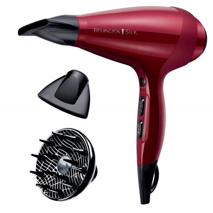 Remington Sèche-Cheveux 2400W Ionique Grille Silk Céramique, Moteur AC Professionnel, Fonction turbo - Accessoires Inclus - AC909