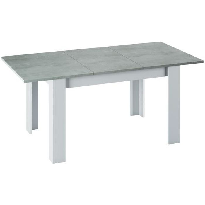 Table à manger extensible - 140-190x78x90 - blanc + ciment