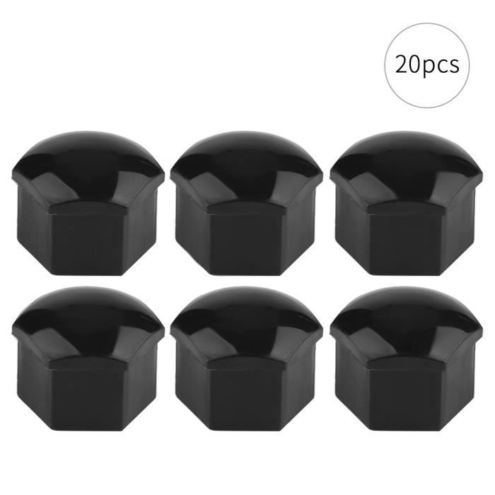 EBTOOLS Cache-écrou de roue 20pcs 17mm écrou roue de voiture moyeu automatique vis Protection capuchon antivol noir