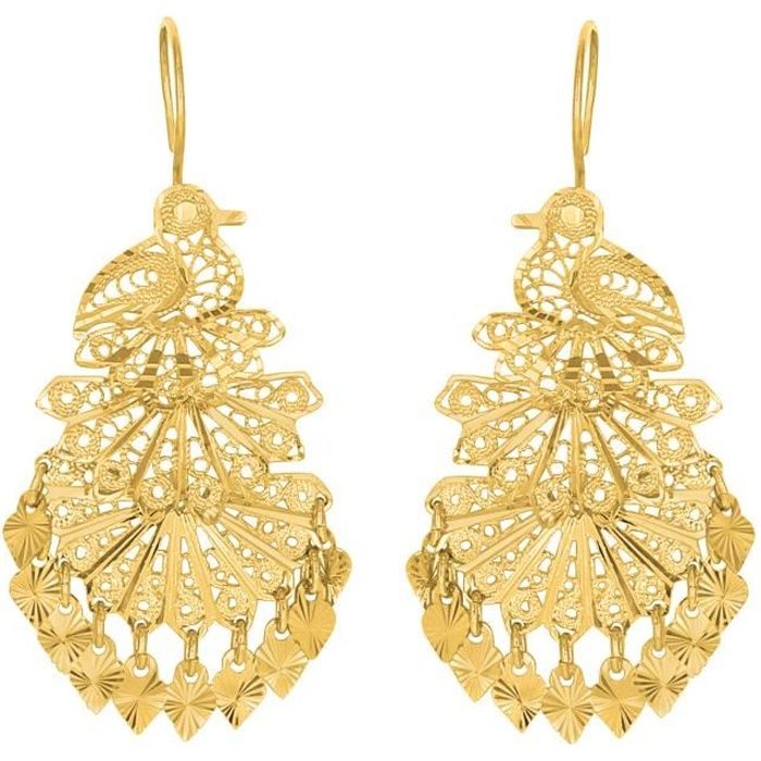 Boucles D'Oreilles Orientales Filigranées En Or 18 Carats