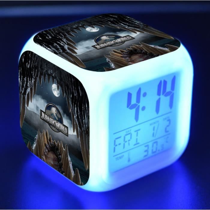 Jurassic World Lumineux LED Réveil - Heure, température, alarme, date - A