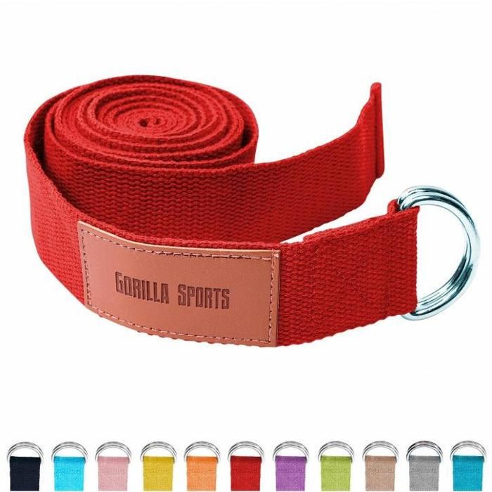 Sangle de Yoga Rouge - 100% coton - Sangle pour étirements - Fermetures en métal