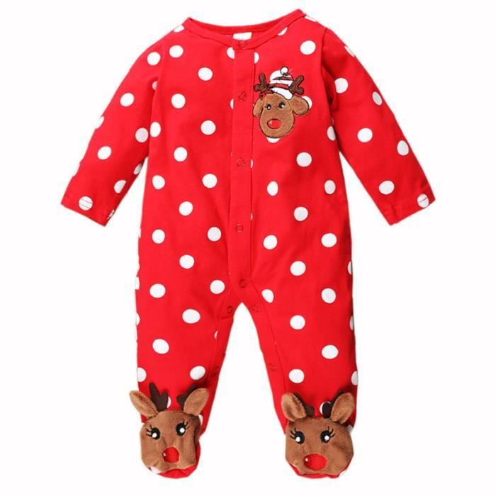 1pc belle combinaison de bébé de Noël barboteuse à manches longues pour en bas âge MAILLOT DE FOOTBALL