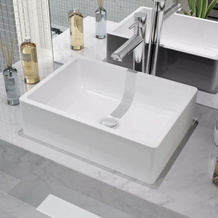Lavabo salle de bain-Vasque à poser Evier Céramique Blanc 41 x 30 x 12 cm