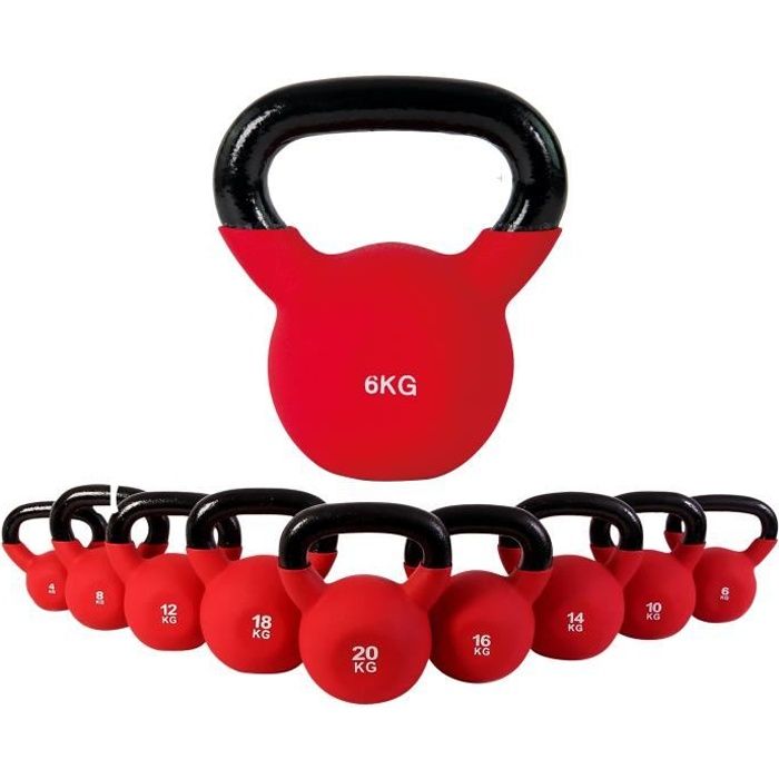Kettlebell néoprène différents poids + affiche d´entrainement 4 kg à 30 kg (6 kg)