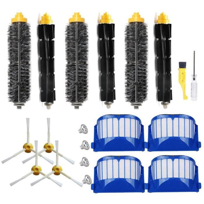 Filtre pour Irobot Roomba SéRie 600 Robots Aspirateurs Filtre Filtre pour Batteur Flexible Kit de Brosse LatéRale à 3 Branches