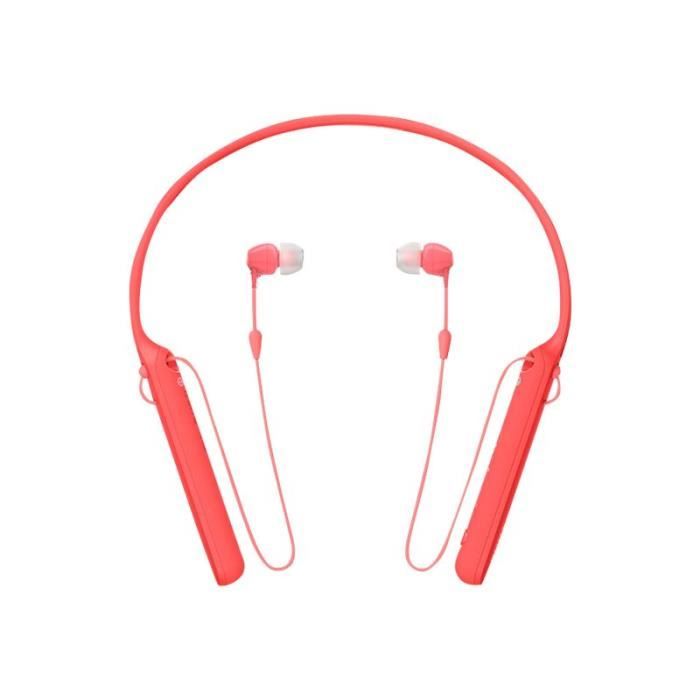 Sony WI-C400 Écouteurs avec micro intra-auriculaire montage derrière le cou sans fil Bluetooth NFC* rouge