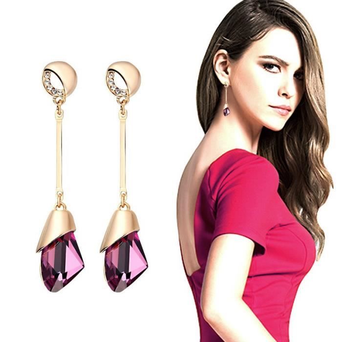 Cristal autrichien en attente Dangling Boucles d'oreilles longues pour femmes Boucles d'oreilles strass Bijoux fantaisie