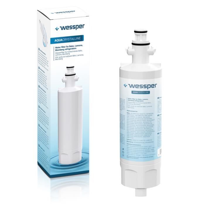 Wessper 4874960100 1x Filtre à eau du réfrigérateur pour Beko 4874960100, 4394650100, 9256712, SBS4K, série GNE Blomberg IWD1004ET