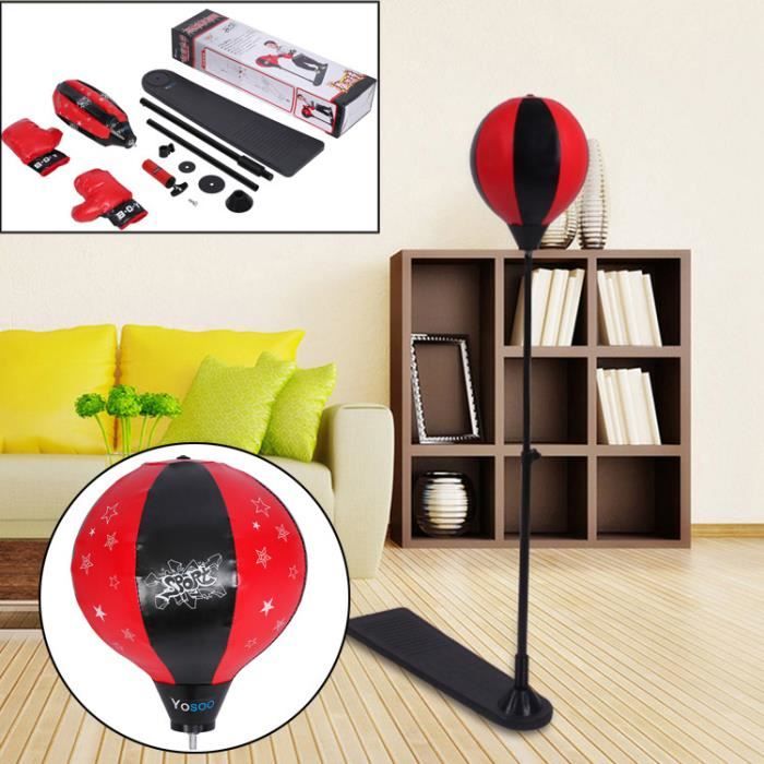Punching Ball de Vitesse Réglable Avec Gants de Boxe Set Base de Pied Pour Enfants 70-105cm