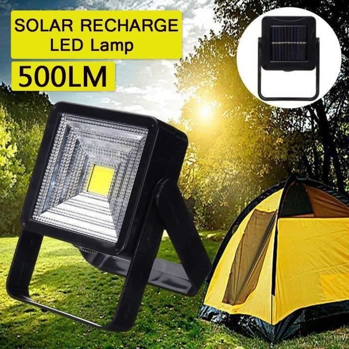 100LM LED Lampe Solaire de Camping Eclairage Lampe Secours Projecteur Portatif USB Batterie NOIR No66477