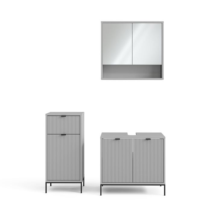 Vicco Ensemble de meubles de salle de bain Fyrk, Béton/ Zwart, 3