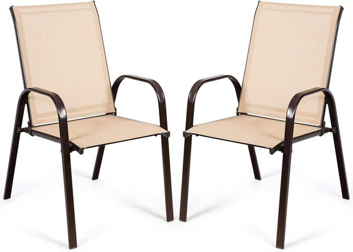 GOPLUS Lot de 2 Chaises Longues avec Dossier Réglable, Transat