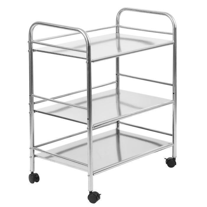 Desserte chariot de rangement à 3 étagères - ERROLVES - Argent - 61*36*75 CM