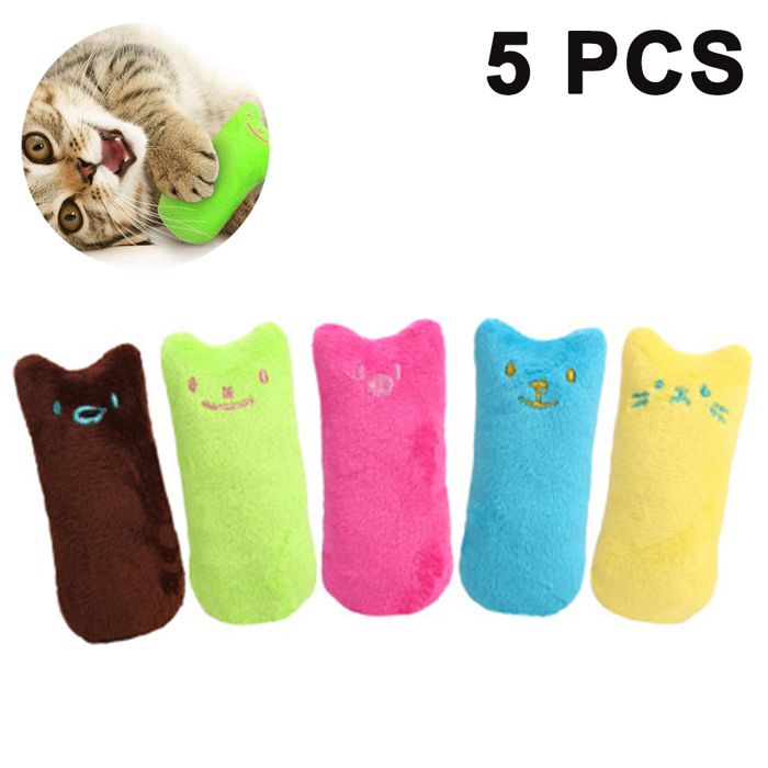 Meilleurs prix pour Jouets interactifs à base d'herbe pour chat, 5 pièces, peluche douce pour nettoyage des dents et jouer à mâcher