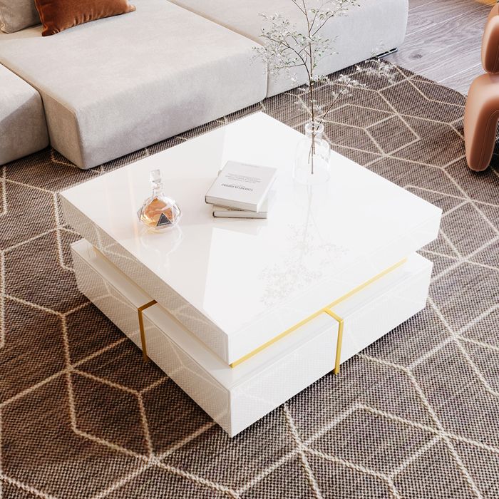 Table Basse Ender Blanche Vicco – 70x70x46 Cm – Panneau Aggloméré Mat