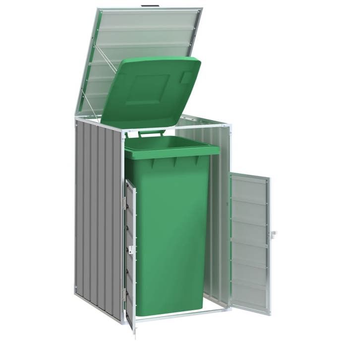 vidaXL Rangement à roulettes pour poubelles pour bac unique acier rangement de poubelles rangement de poubelles de jardin - vue 4
