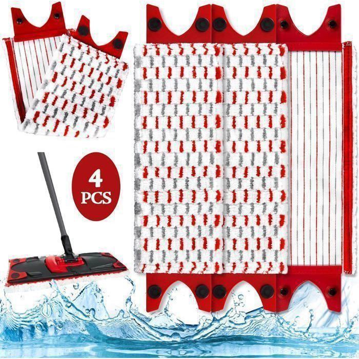 Lot De 4 Recharges Microfibre Pour Serpillère Vileda - Compatible Ultramax, 46x14 Cm, Lavable Et Très Absorbante