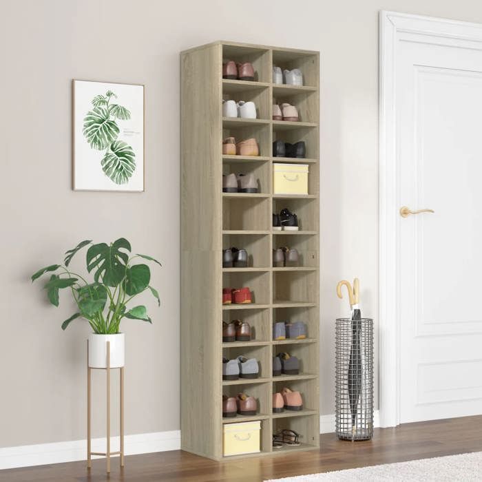 Prix bas - Armoire à chaussures-Meuble de rangement - chêne sonoma 54x34x183cm-Bois dingénierie （301095903323)