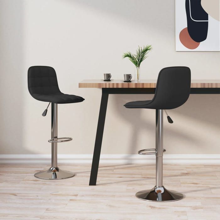 Printemps/été 2025 Tabourets de bar lot de 2 - SOLOMON - noir tissu - 42.5x45x(84-105) cm LV1393