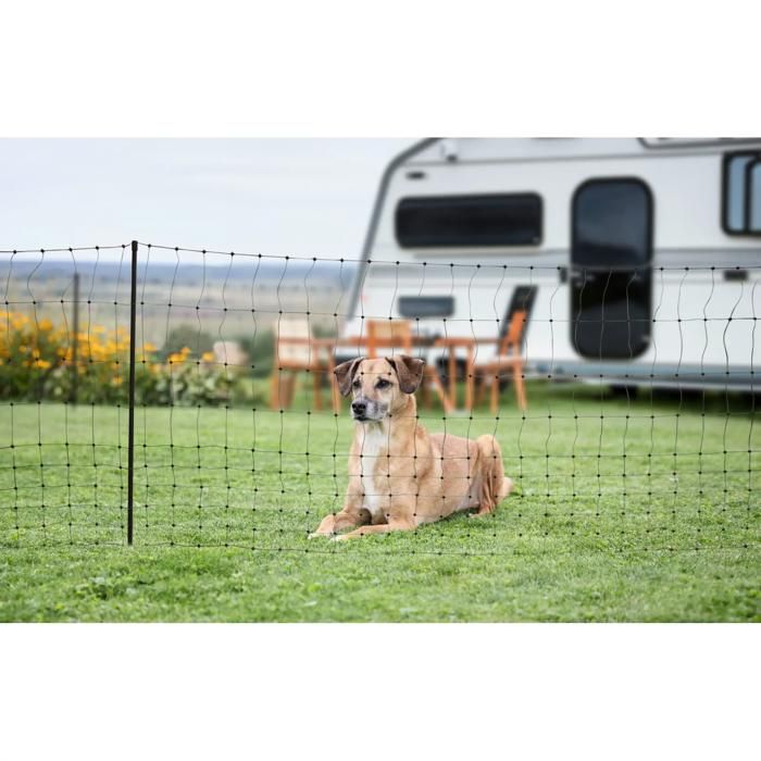 Filet de clôture mobile - KERBL - CampingNet - Kit complet - Mailles très serrées - 9 piquets galvanisés