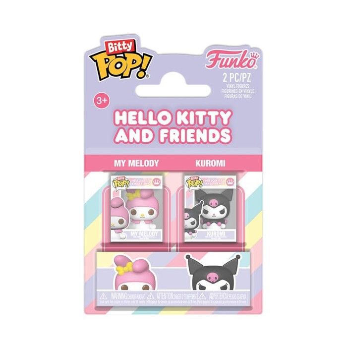 Figurine Bitty POP - FUNKO - My Melody & Kuromi - Pack de 2 - Licence Hello Kitty - 2 cm