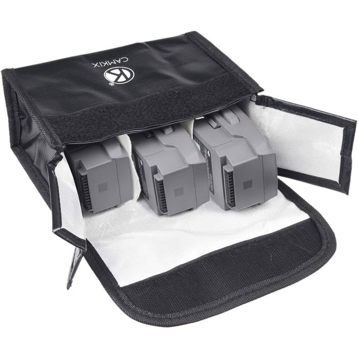 CamKix Sac Anti-feu LiPo Pour DJI Mavic 2 – Charge Et Transport Sécurisés De 3 Batteries, Idéal En Avion
