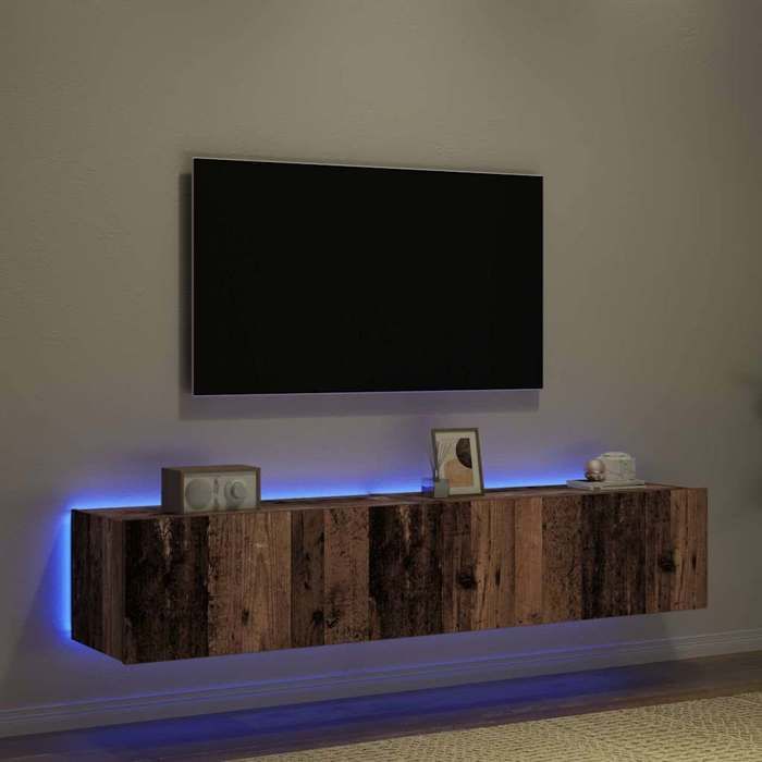 NEUF Armoires TV - Marron - Meuble TV mural - Montage mural 2 pcs - pour maison - Bois Ancien 80x35x31 cm TT1929