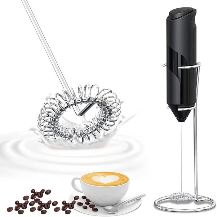 Mousseur à Lait électrique PIRABADI - 19000 Tr/min - Inox - Pour Café, Cappuccino, Matcha, Cocktails - Marque Française