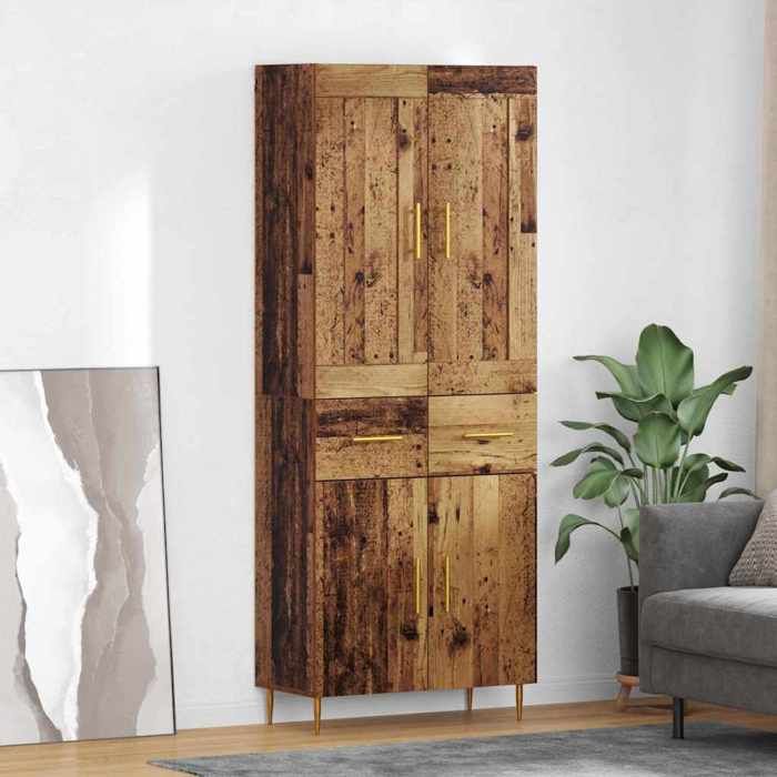 NEW 2026 Haut Armoire Classique Buffet haut pour salon Bois Ancien 695x34x180 cm Bois dingénierie L3866
