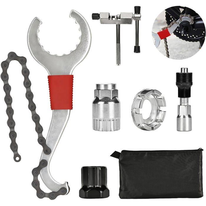Kit D'outils De Réparation Vélo 6 Pièces – Démontage Cassette, Chaîne, Pédalier – Acier Résistant