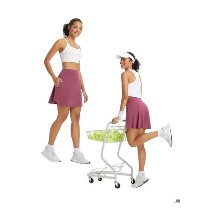 Jupe de sport tennis - BALEAF - 2 en 1 - Shorts intégrés - Tissu quick-dry élasthanne - Rose XS
