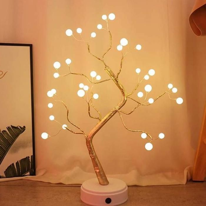 Lampe de bureau à LED en forme darbre décoration de table avec 36 LED pour usage domestique alimentée par piles ou adaptateur