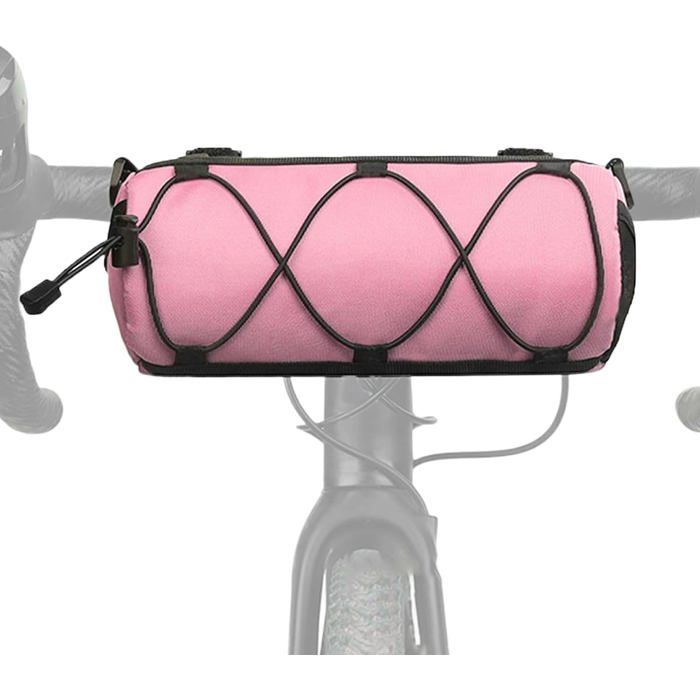 Sacoche de guidon avec poche avant et bandoulière pour vélo de route et VTT - sac de rangement pour les randonnées à vélo - Rose