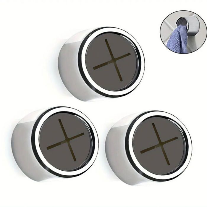 Lot de 3 crochets auto-adhésifs pour porte-serviettes support mural rond sans perçage pour salle de bain cuisine maison mur