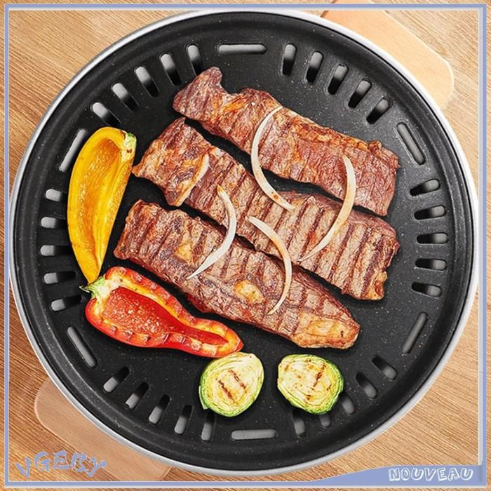Duokon Barbecue portable Barbecue portatif sans fumée barbecue au charbon de bois en métal avec poêle à griller sport couverts