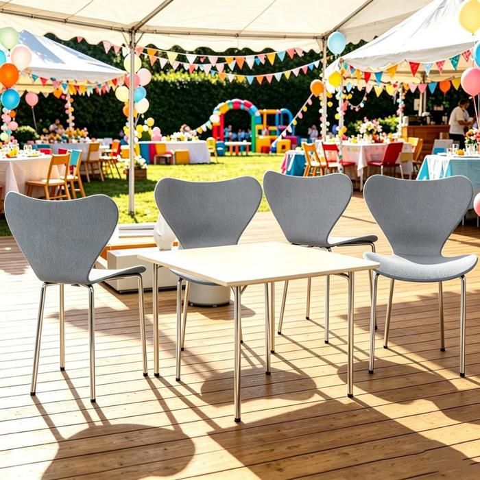 VIVOLILV Lot de 4 Chaises de Salle Manger GrisScandinaveEmpilableChaises de Cuisine Siège en PP Plastique45x42x825 cm