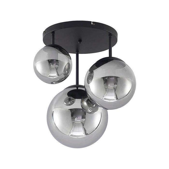 Plafonnier - Lindby - lampe de plafond - Verre - gris fumée noir