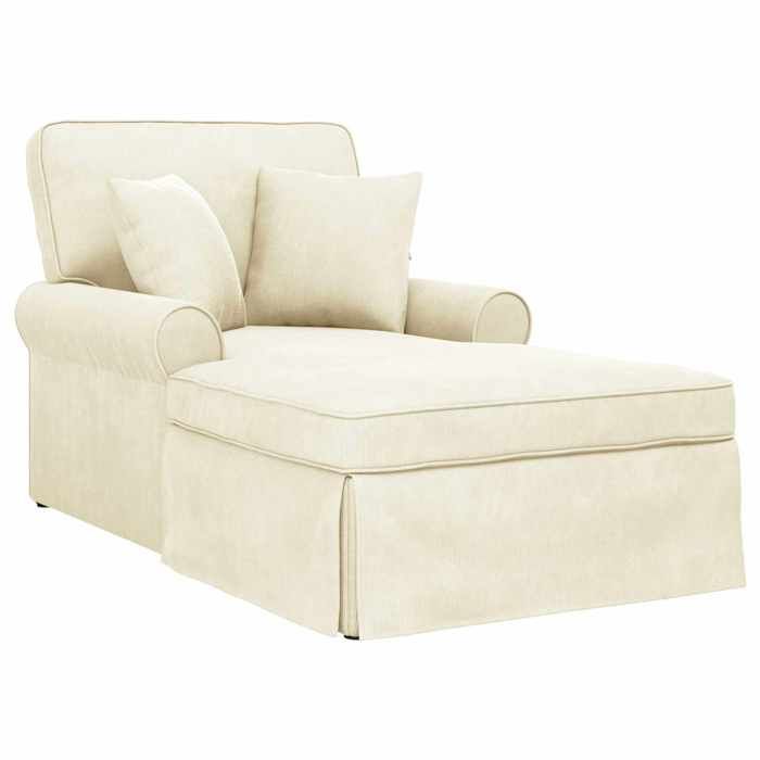 Chaise lounge avec jupe 3 pièces - vidaXL - tissu - crème - avec 2 oreillers - 91 x 157 x 91 cm mhn92b465