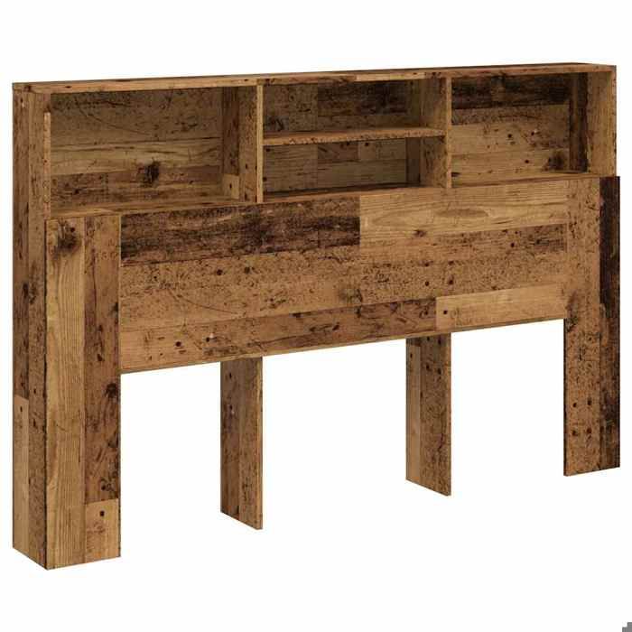 Armoire de Tête de Lit Vieux Bois 160 x 19 x 1035 cm avec dessus de rangement et structure stable pour Chambre 352495