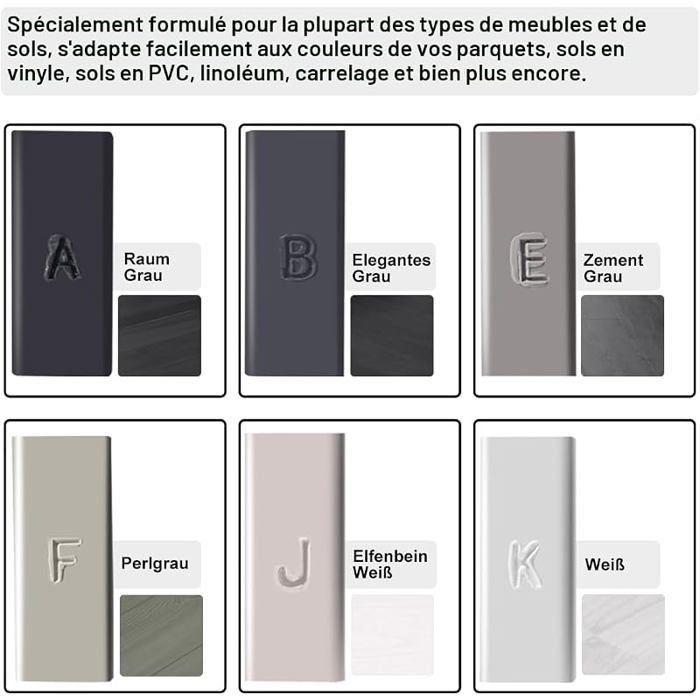 Kit de réparation en cire dure grisekit de réparation pour stratifié gris et bncpour carregePVC6 Pièces Gris bnc Uvm TRAITEMENT