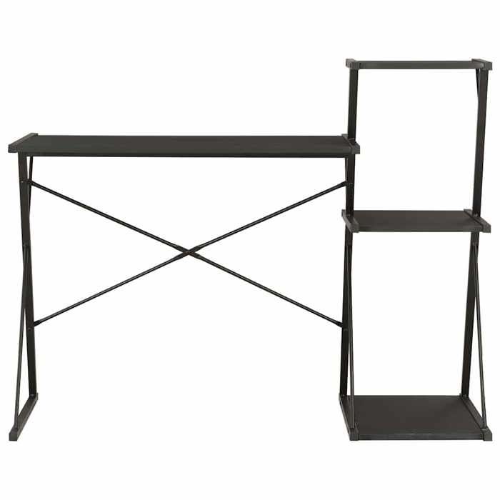 vidaXL Bureau/Poste de travail - 1 PC - avec étagère Noir 116x50x93 cm &01_3536