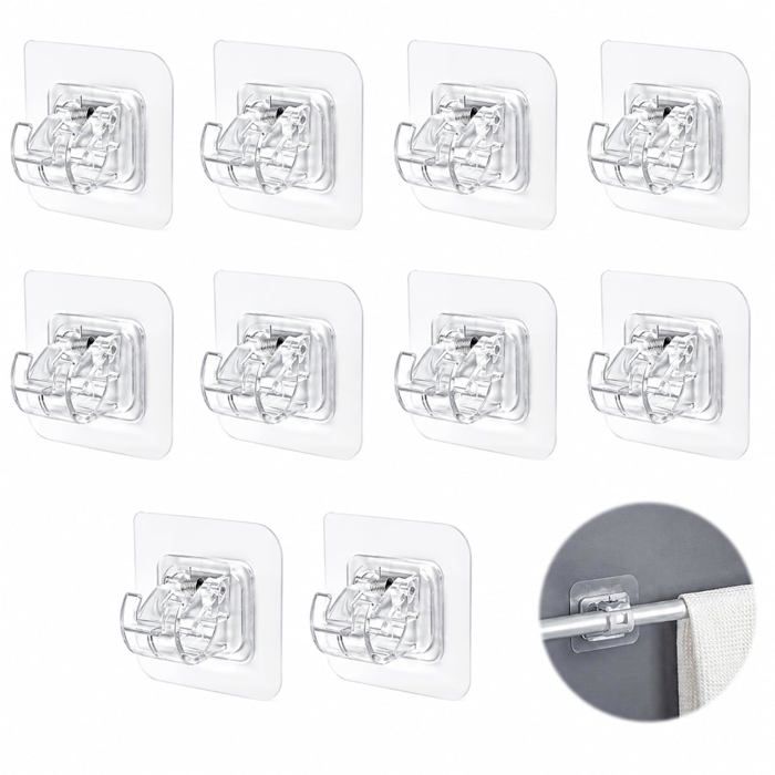 10 Pièces pt Tringle à Rideau Auto Adhésif pt Accroche PORTE ACCESSOIRE DE SALLE DE B