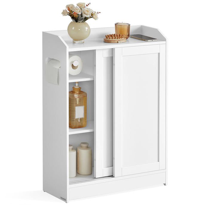 Meuble Salle de Bain Rangement WC avec Ptes Coulissantes PETIT MEUBLE DE RANGEMENT