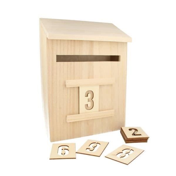 Boîte aux lettres en bois + chiffres - Artémio Marron