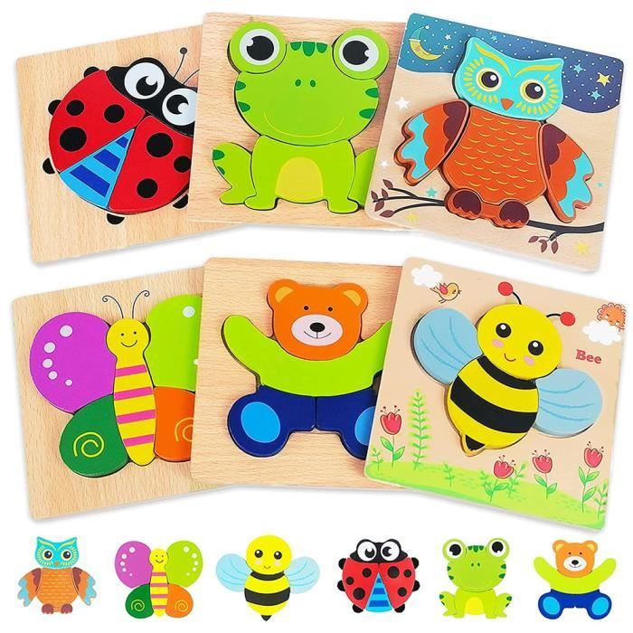 Puzzle En Bois Enfant 6 Pieces Jouet Bebe 3d Puzzles Jouets Montessori Enfant 1 2 3 4 Ans Bebes Animaux Jeux Educatif Apprentissa Cdiscount Jeux Jouets