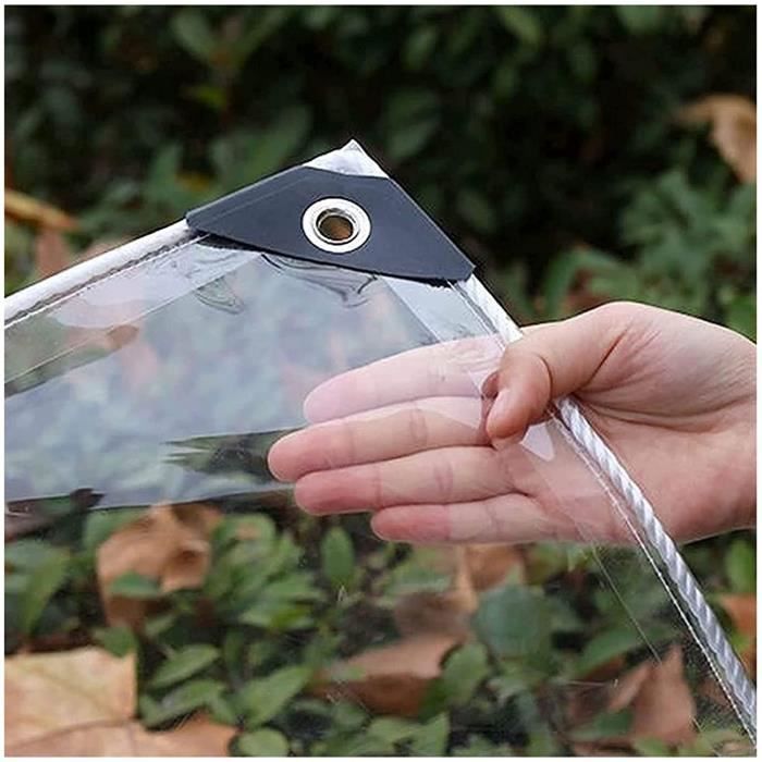 Bâche Transparente Extérieur avec Oeillets, 450gm² 1.2x3m 1.5x2m 1.8x4m 2x3m 3x4m Bâche en