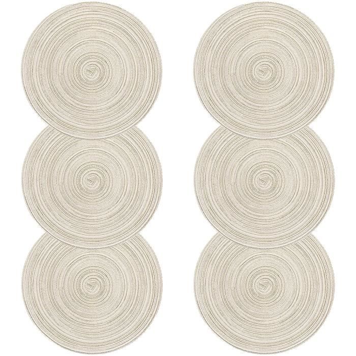 Lot De 6 Napperons Martha Stewart - Coton Tissé Gris - Rectangulaire - Neufs