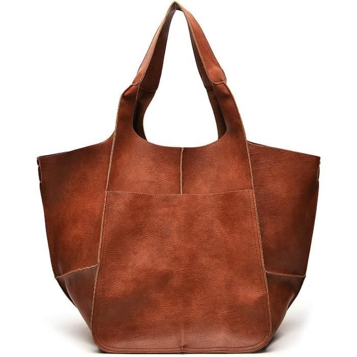 Grand sac de shopping fourre-tout esprit rustique-72x48x15 cm