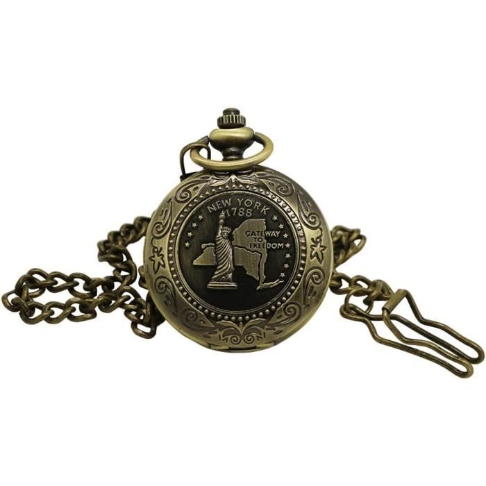 Chaîne Pour Montre De Poche Classique En Métal Plaqué Argent - 35 Cm Avec Fermoir Mousqueton
